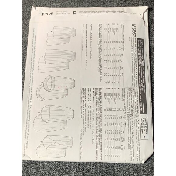 McCalls M6567 Womens Skirt Pattern Sizes Large-XXLarge uncut - Picture 2 of 2